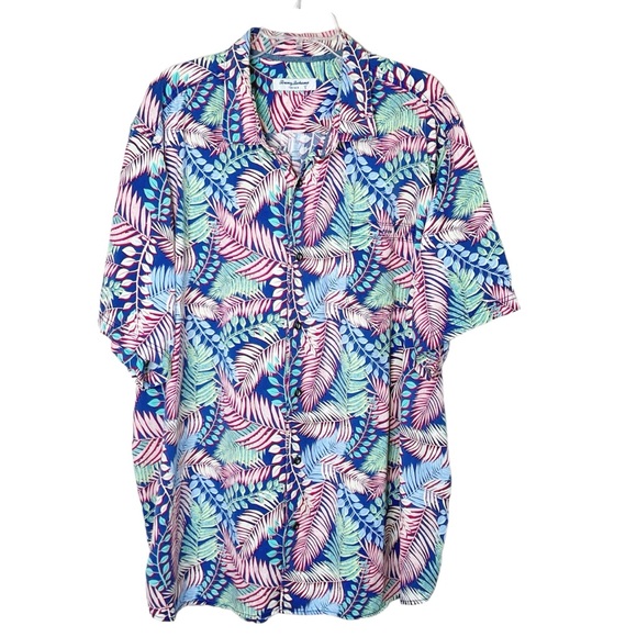Tommy Bahama Other - Tommy Bahama Tortola Fuego Camp Shirt Size 3XLT Colorful Leaf Print Short Sleeve